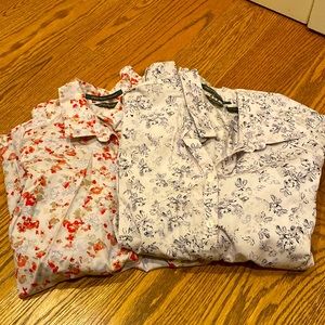 Two Floral Button Front Shirts, Eddie Bauer, Size S